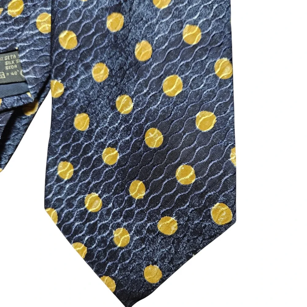 Ermenegildo Zegna Silk Geometric Neck Tie Jacquard Gold Polka Dot Quiet‎ Luxury